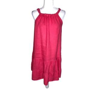 Bellambra Made in Italia Size: XS Coral Pink Linen Blend Ruffle Hem Halter Dress
